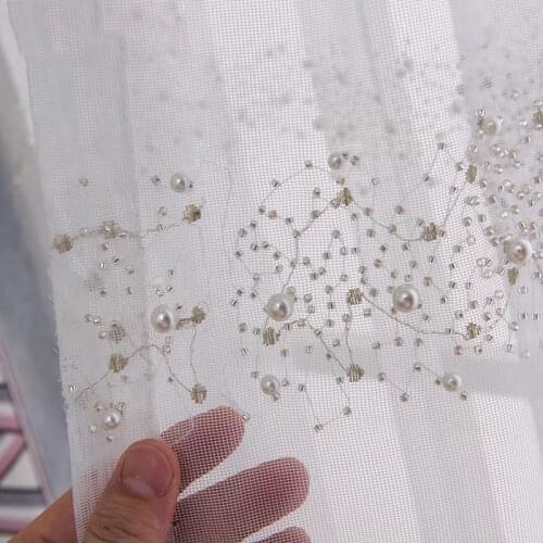 White Pearl Series of Artificial Diamonds Dazzling Curtains Mesh Voile Exquisite Window Screen Tulle for Living Room MY484#30