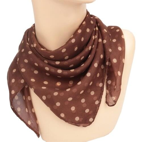 2021 WOMEN Chiffon SCARF Vintage Polka Dot Double-Sided Dot Tied Ribbon Narrow Scarves Hand Bag Ribbon Straps Hair Female Black