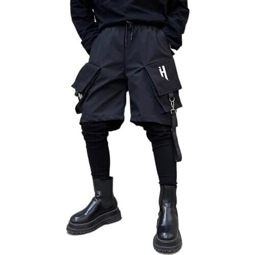 New Arrival Black Element Embroidery Ribbons Mens Jogger Sweatpant Hip Hop Punk Fashion Trend Patchowork Harem Pants Streetwear