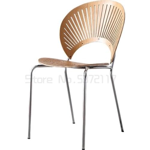 Nordic retro shell chair simple household iron chair light luxury solid wood back dining chair