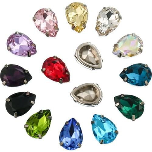 13x18mm 10pcs Thickened steel support Boutique rhinestones,high quality sew on stones with holes diy Apparel accessories