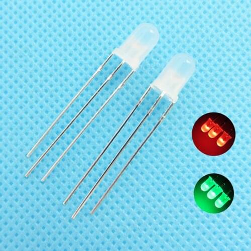 5mm LED Bi-Color Diffused Common Anode Round Light Emitting Diode Dual Red Emerald-Green Foggy Two Plug-in DIY Kit 10 pcs /lot