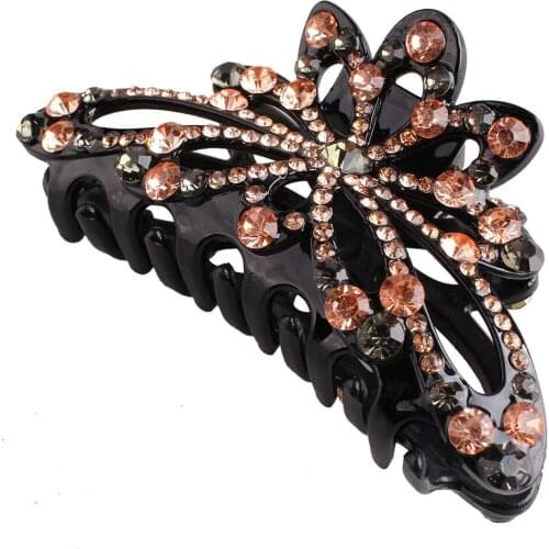 Vintage Crystal Hair Claw Flower Women Hair Clips Rhinestone Colorful Headwear for Female Hairpin Hair Accessories