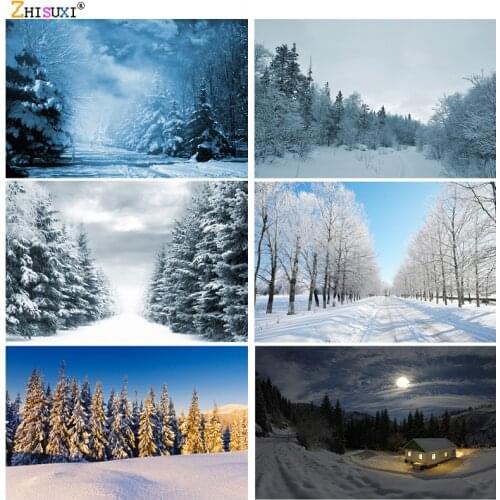 Winter Natural Scenery Photography Background Forest Snow LandscapeTravel Photo Backdrops Studio Props 21512 ZXJ-01