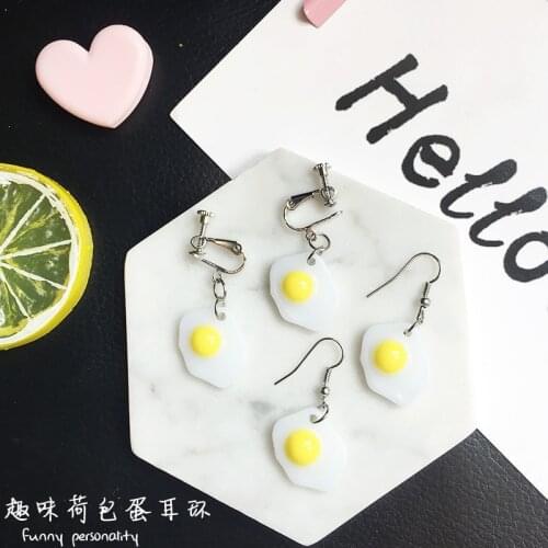 1Pair Drop Earrings Flatback Resin Cute Eggs Dangle Resins Jewelry For Children And Woman