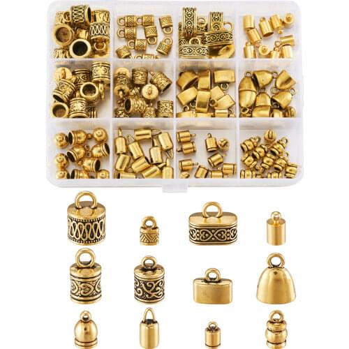 120pcs/box Tibetan Style Antique Golden Alloy Cord Ends End Caps for jewelry making DIY Bracelet Necklace End Connector