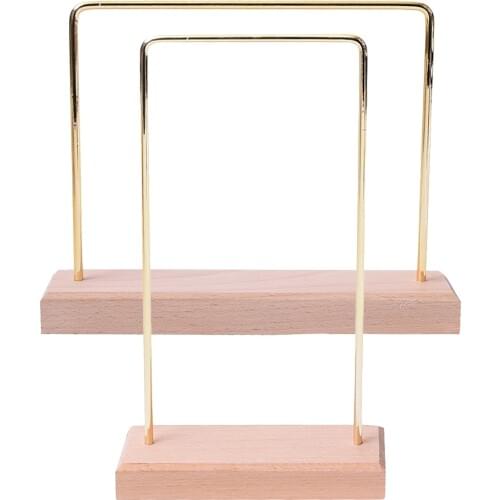2pcs Wood Base Metal Jewelry Holder Display Stand Drop Earrings Hanging Rack