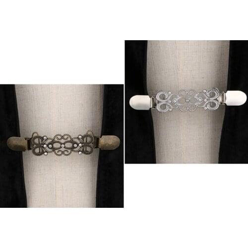 2Pcs Women Duck-mouth Plated Metal Clip Sweater Shawl Clips Cardigan Collar Holder Brass+Silver