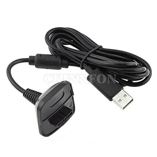 200Pcs/Lot USB Play Charging Cable Charger For Xbox 360 Wireless Game Controller Black
