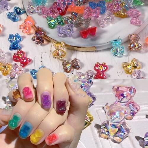 6/10/50pcs 3D Nail Art Bear Nail Rhinestones Diamonds Mix Mini Stones UV Gel Manicure Charm Jewelry Designer Nail Art Decoration