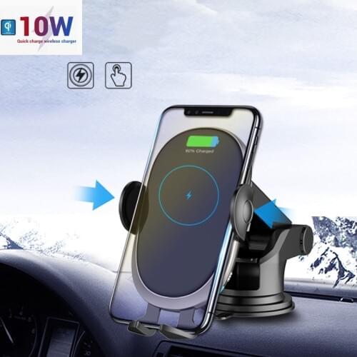10W 15w Qi Fast Car Wireless Charger quick Car Charging Phone Holder QC3.0 Touch Automatic Clamping For iphone Samsung Huawei