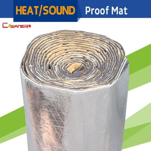 Cawanerl 2sqm Car Firewall Roof Door Heat Shield Sound Noise Insulation Proof Mat Aluminum Foil Deadener Deadening 200CM X 100CM
