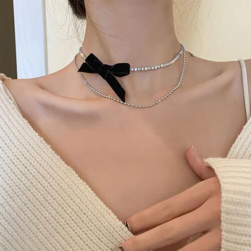 Zeojrlly Women Chokers Necklaces Trendy Link Chain Metal Bowknot All Compatible Party Necklace Fashion Korean Jewelry