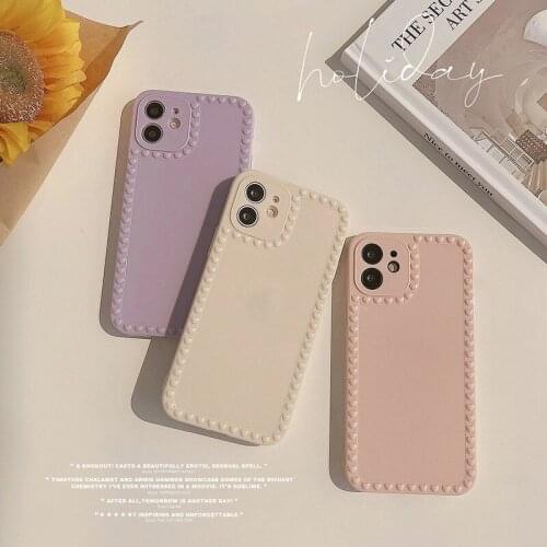 Cute Simple Solid Color love Heart Texture Phone Case For iPhone 12 11 Pro Max X Xs Max Xr 7 8 Puls SE 2020 Cases Soft TPU Cover