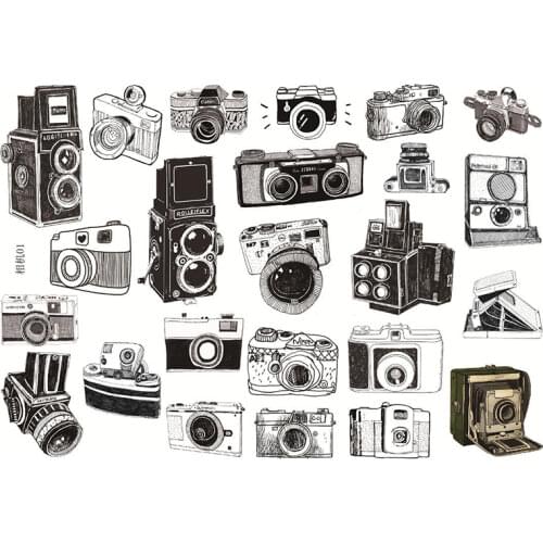 Digital Camera Various Models Cartoon Camera Stickers Uncut A5 Hand Painted Camera Decorative Stationery Stickers Scrapbooking