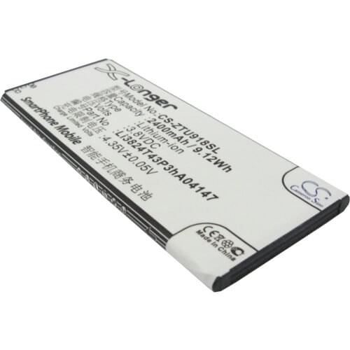CS 2400mAh/9.12Wh battery for ZTE Blade L3 Plus,N9180,N918ST,U9180,V5,V5s,V9180 Li3821T43P3hA04147,Li3824T43P3hA04147
