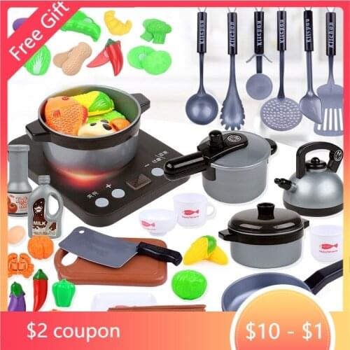 Children Kitchen Toys Simulation Kitchen Utensils Food Cookware Pot Pan Kids Pretend Play Kitchen Set Toys For Girls Doll Food