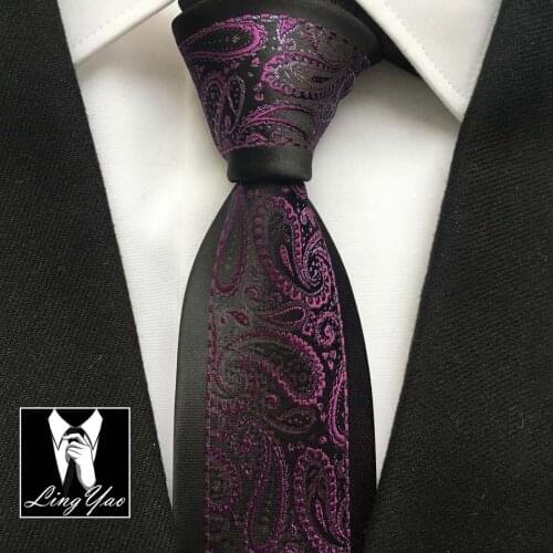Designers Classic Purple Paisley Ties Fashion Skinny Slim Necktie to Match Shirt Dress
