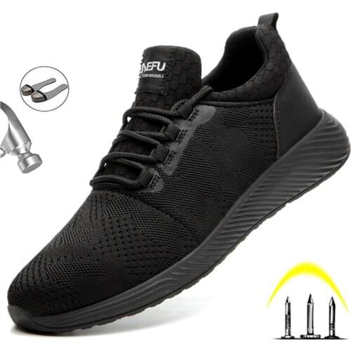 Breathable Mens Safety Shoes Steel Toe Cap Indestructible Puncture-proof Work Boots Light Smash-proof Non-slip Comfort Sneakers