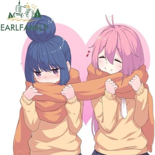 EARLFAMILY 13cm x 12.9cm for Yuru Camp Car Stickers Camper Decal Funny Car Assessoires Graffiti Motorcycle Waterproof Vinyl