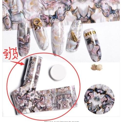 Gradient Marble Shell Design Nail Art Foils Transfer Decals Sticker Decor New