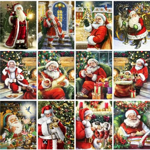 HUACAN 5D DIY Diamond Painting Santa Claus Rhinestone Picture Diamond Embroidery Christmas Handicraft Holiday Gift