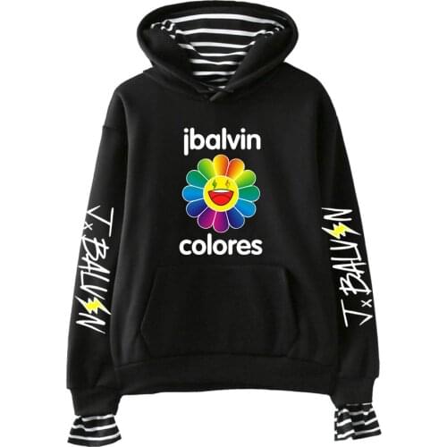 J BALVIN Hoodie Harajuku Female Fake Two Piece Women Hoodie Kpop Girls Sweatshirt Sun Flower Colores Brand Clothes Reggae Singer