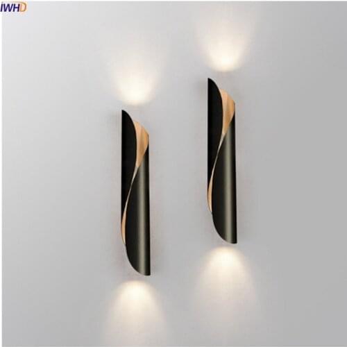 IWHD Wall Lamp Modern Style Wall light Nordic Black/White Bedroom Foyer Mirror Light Corridor Sconce Applique Murale Luminaire