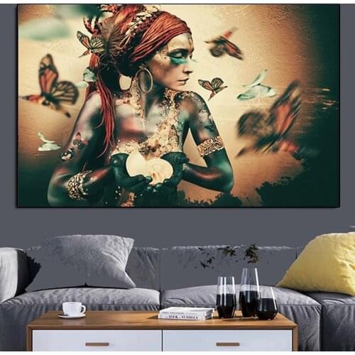 Priestess Portrait Butterfly Women Canvas Painting Posters and Prints Figure Wall Art Picture for Living Room Home Decor Cuadros