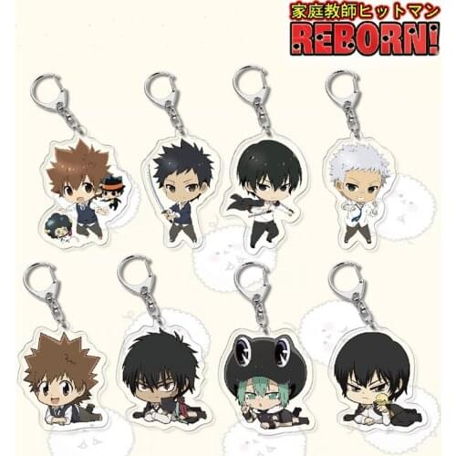 Katekyo Hitman Reborn Anime Collection Keychain Sawada Tsunayoshi Cosplay Figures Acrylic Key Chain Ring Bag Charm Gift for Fans