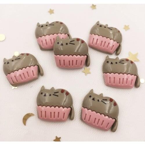Resin Kawaii 3D Colorful Cake cat Flat back Stone Home Decor Appliques 12 pcs DIY Wedding Scrapbook Crafts OF878