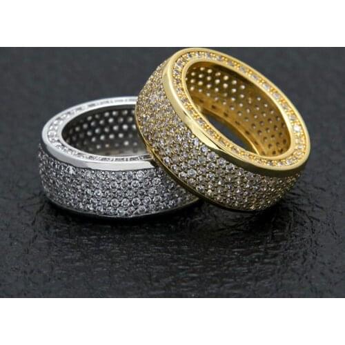 Hip hop Stainless Steel Cubic Zirconia Rings Iced Out High Quality Micro Pave CZ Ring Women & Men Gold Silver Plated Finger Ring