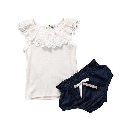 2pcs suit !! Newborn Kids Toddler Infant Baby Girl Clothes sleeveless Tops+Pants Outfit Set
