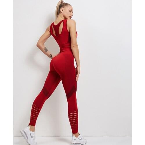 NORMOV Women 2 Piece Set Seamless Stripe Push Up Bras Fitness Sets Slim High Waist Elastic Workout Two-Piece Suits Woman Mesh