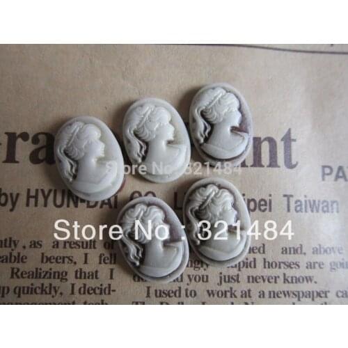 Brown Free shipping Oval 13x18mm Vintage Resin Lady Cameos Cabochons for Earring Bracelet Ring Necklace Pendants diy