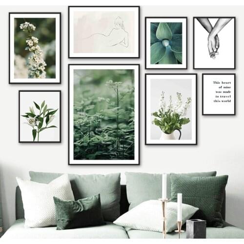 Line Girl lily Violet Spirea Plant Quote Wall Art Canvas Painting Nordic Posters And Prints Wall Pictures For Living Room Dec