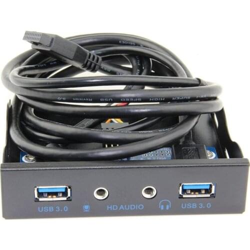 USB 3.0 2-Port 3.5 Inch Metal Front Panel with 1 HD Audio Output Port /1 Microphone Input Port For Desktop 20 Pin Connector
