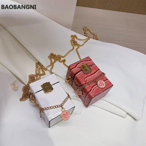 Stone pattern Mini Box bag New High-quality PU Leather Womens Designer Handbag Chain Shoulder Messenger Bag Lipstick bag