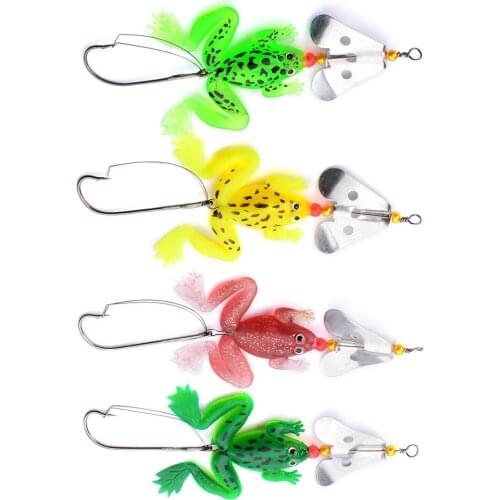 Set 4pcs/lot Rubber Soft Frog Bait Fishing Lure 90mm/6g With Metal Bass Spoon Pesca Spinnerbait Wobbler Carp Worm Fishing Tackle