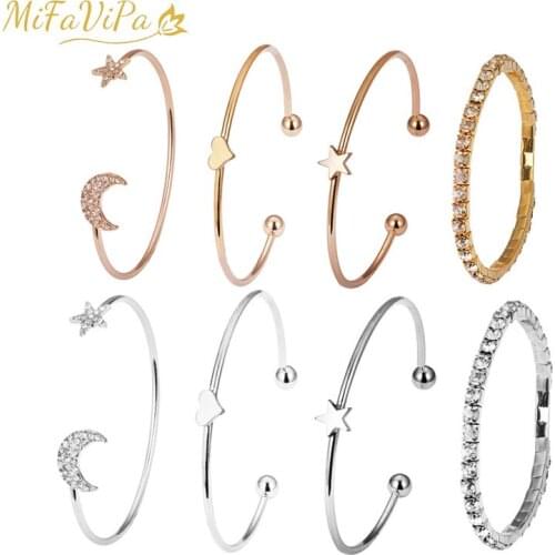 10 Sets MiFaViPa Bohemian Bracelet Set For Women Star Moon Heart Crystal Zinc Alloy Pulseira Chains Bangle Pulsera Set Jewelry