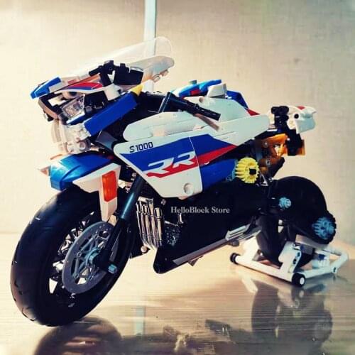 High-tech Series S1000RR Motorctcle Building Block Bricks Set Classic MOC motor Bicycle Assemble Toys For Children Gift