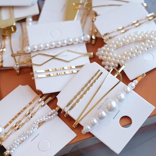 2020 New Women Barrettes Set Korean Simulated Pearl Gold Hair Clip Hairgrips Hair Accessories Girls Jewelry Fashion Hair Pins