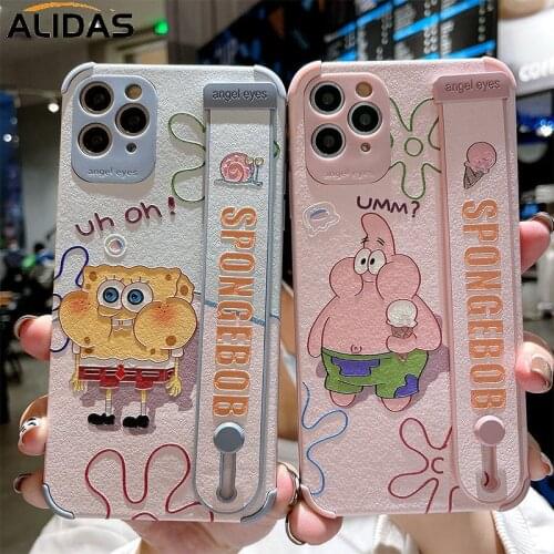 Wristband Phone Case For Iphone 12Pro Max 11 Pro 7 8 Plus X XS 12 11Promax XR SE Soft Cover Sponges Patrick Bobs Star Spongebobs