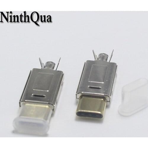 NinthQua 2sets OTG USB 3.1 Type-C 5Pin Gold-plated Plug for DIY Double-sided plug Phone Data Charging Line for OD 3.0mm2 Cable