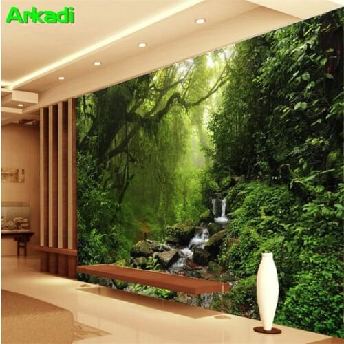 Minimalist modern photo 3D wallpaper custom nature sunlight green eyes big tree forest landscape wallpaper bedroom living room