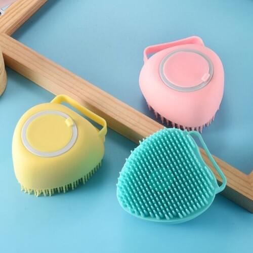 Pet Silicone Brushes Bath Body Brush Shower Scrubber with Gel Dispenser Household Soft Massage Exfoliating Comb Cleaner
