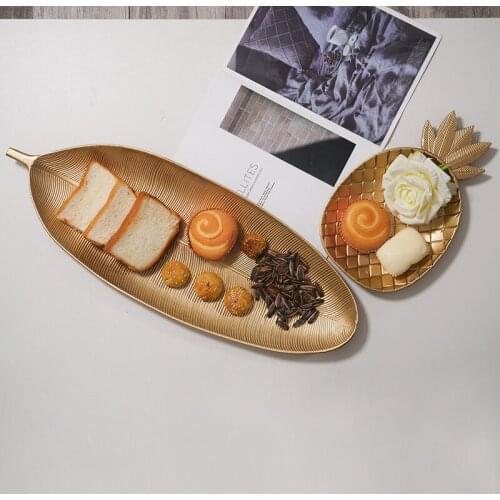Simple Nordic style snacks candy tray living room coffee home dining table storage creative golden tray