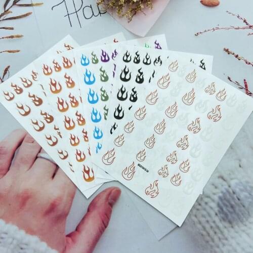 DIY 3D Back Glue Adhesive Dry Nail Stickers Embossment Big Flames Serious Thin Light Traceless Nail Decals Manicure Nail Art