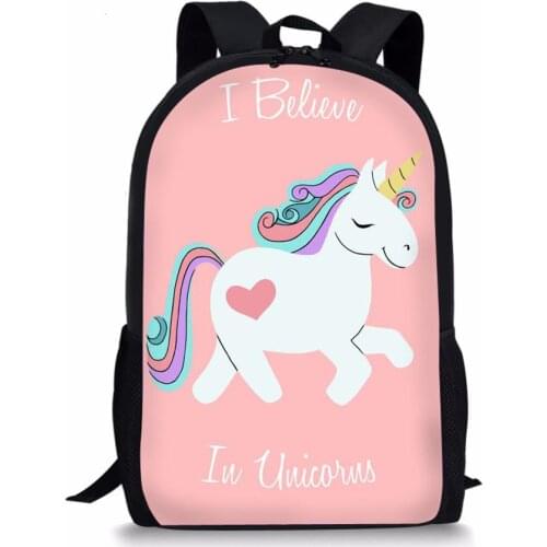 ELVISWORDS School Bags For Kids Girl Handsome Horse Print Bagpack Teenagers Cartoon Cute Horse School Backpack Mochila Escolar