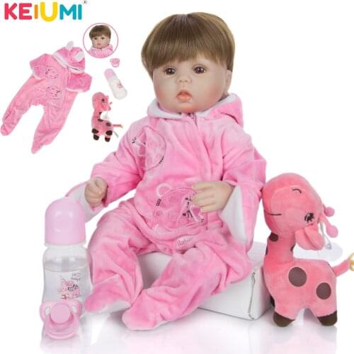 KEIUMI 17 Inch 43CM Silicone Reborn Baby Doll Kids Gift Playmates For Girl Toy Realistic Princess Reborn Bebe Toys
